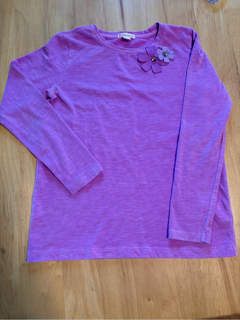 Crewcuts Purple Long-Sleeve Tee with Flower Appliqué